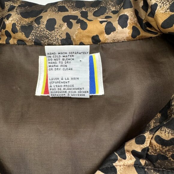EVR Vintage 80's 100% Silk Animal/Leopard Print Zip Up Jacket Women's Size M - Picture 9 of 11